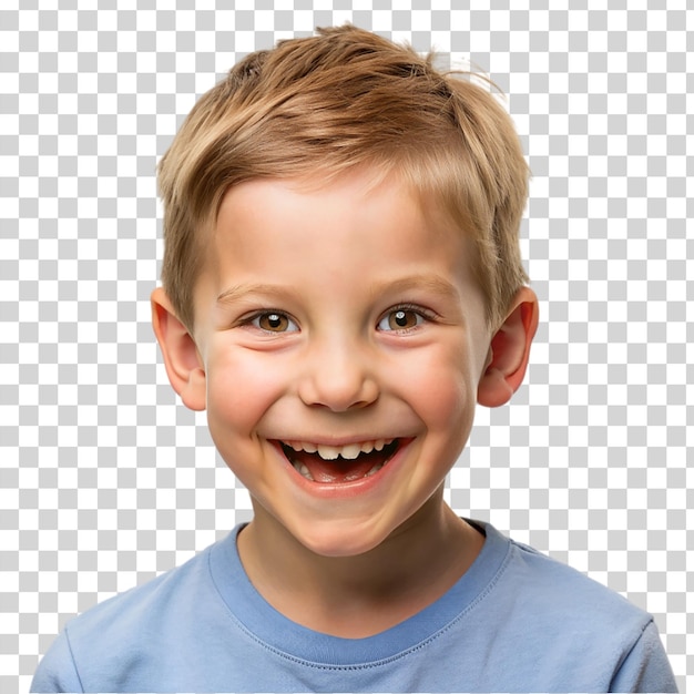 PSD rosto de rapaz feliz com fundo transparente isolado