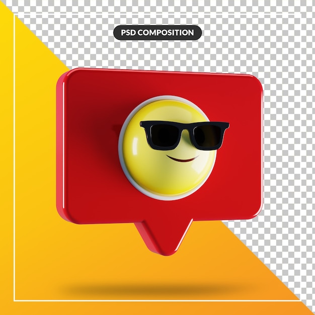 Rosto sorridente com o símbolo de emoji de óculos de sol no balão