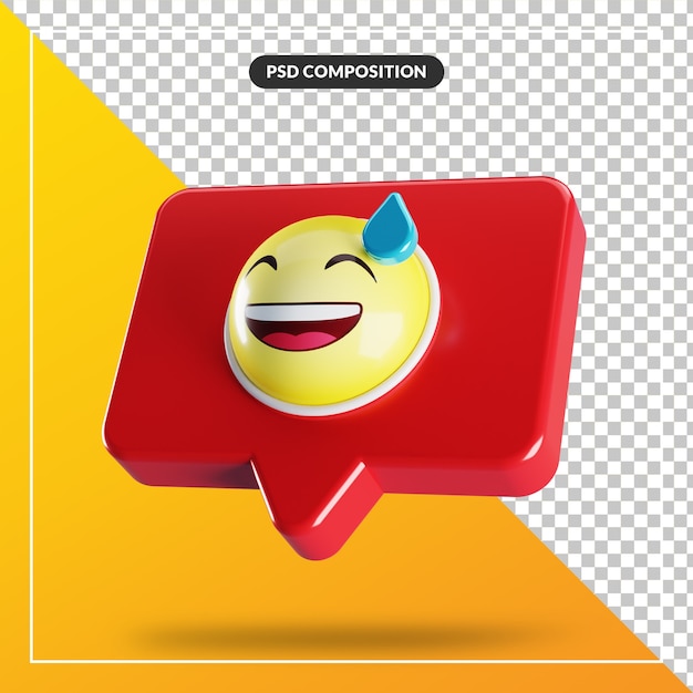 Rosto sorridente com o símbolo de emoji de suor no balão