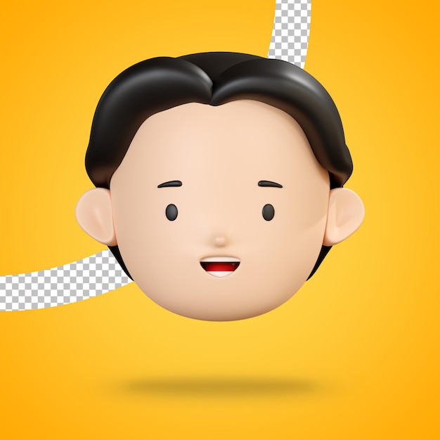 Rosto sorridente para o emoji feliz do personagem masculino