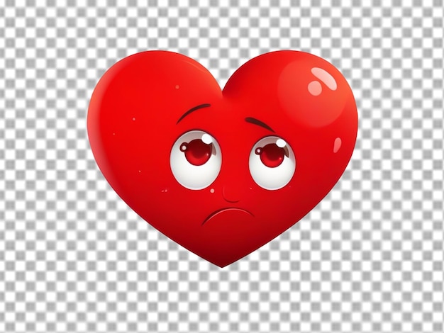 PSD rosto triste coração 3d em fundo transparente