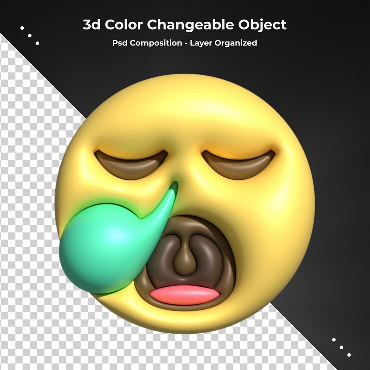 PSD rostos emoji 3d com expressões faciais renderização em 3d ícones emoji estilizados