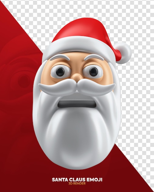 PSD el rostro enojado del emoji de papá noel en 3d