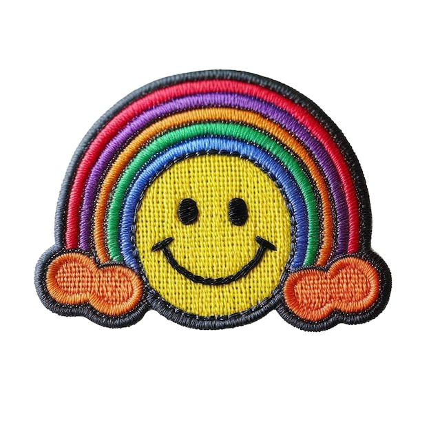 PSD un rostro sonriente de color arco iris con un arcoíris en él