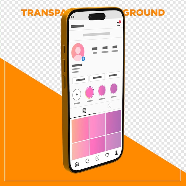 Rot-gelbes Telefon-Mockup mit durchsichtigem Hintergrund