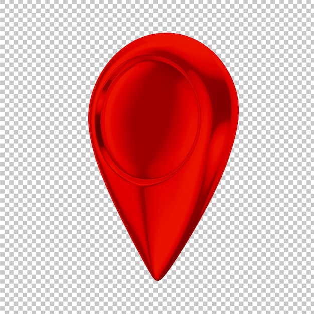 Rot glänzender Kartenzeiger - 3D-Standortsymbol isoliert. 3D-Rendering