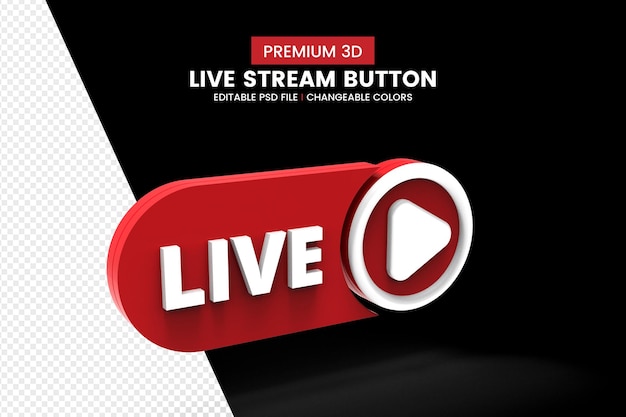 Rot und weiß 3d live steam button design isoliert