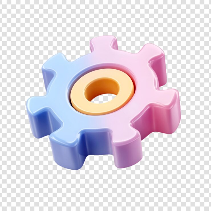 Rotación suave de engranajes pastel rosa y azul Trabajo en equipo Éxito