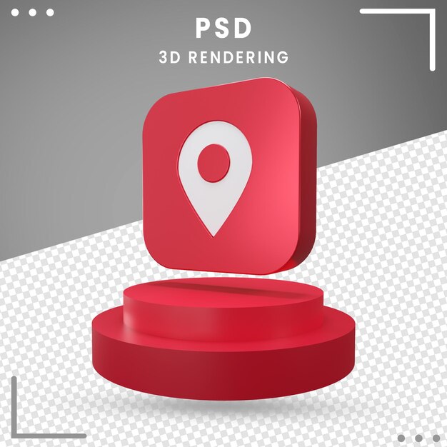 Rote 3d gedrehte Symbolposition isoliert