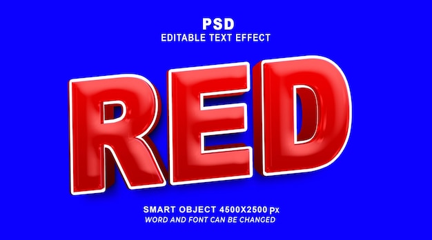 PSD rote bearbeitbare 3d-texteffekt-psd-vorlage mit niedlichem hintergrund