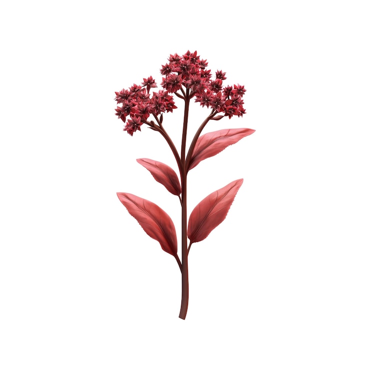 PSD rote blüte mit stamm und blättern