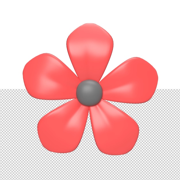 PSD rote blume 3d-render