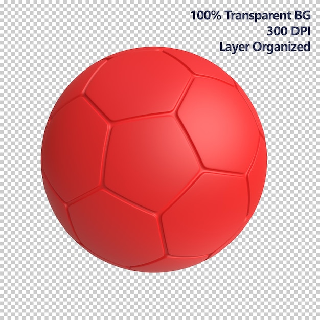 Rote Farbe 3d realistisches Fußball-Rendering, Sport-Design-Konzept.