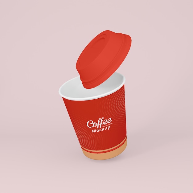 Rote farbe kaffeetasse realistisches 3d-modell-design