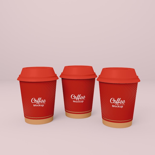 Rote farbe kaffeetasse realistisches 3d-modell-design