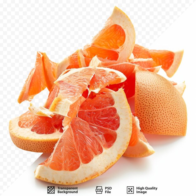 PSD rote grapefruitschalen auf weißem hintergrund