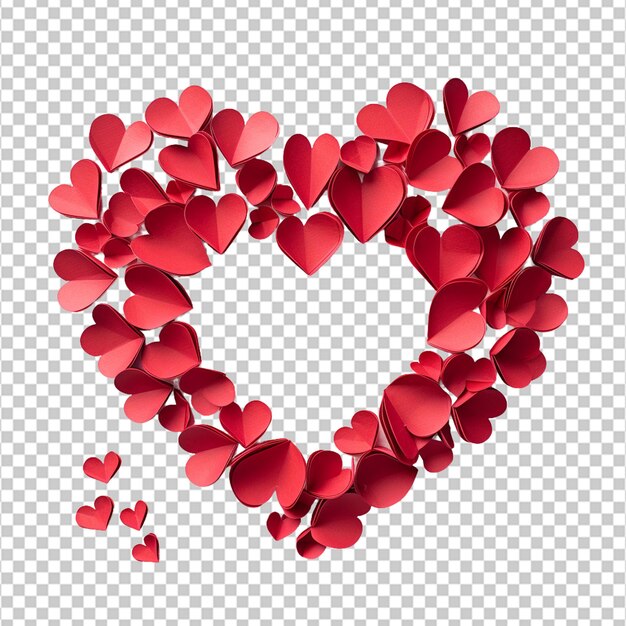 rote Herzen aus Karton in verschiedenen Größen für den Valentinstag mit weißem Hintergrund