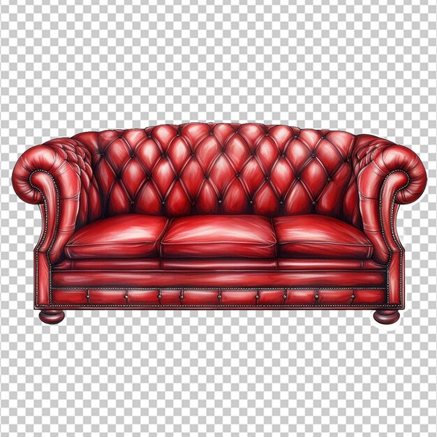 Rote Ledersofa realistische Illustration auf weißem Hintergrund