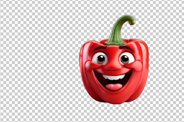 PSD rote paprika mit fröhlichem gesicht, 3d-rendering