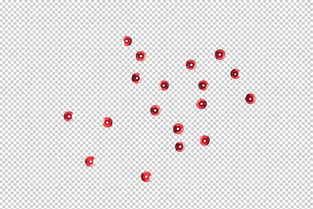 Rote punkte konfetti psd-datei mit rotem scheindekorationsausschnitt