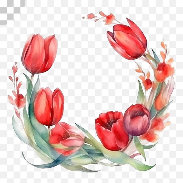 PSD rote tulpen floraler aquarell-transparenter hintergrund