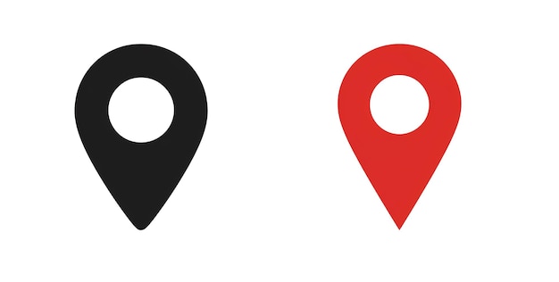 Rote und schwarze Standort-Pin-Symbole