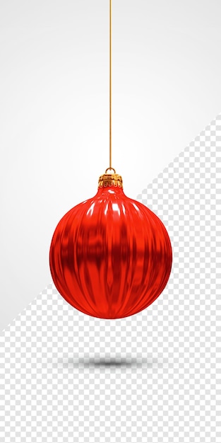 Rote Weihnachtskugel 3D Render isoliert