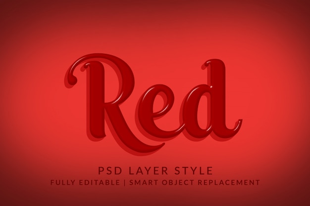 PSD roter arteffekt des textes 3d