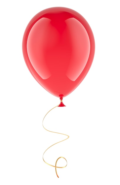 Roter Ballon 3D-Rendering, isoliert auf durchsichtigem Hintergrund