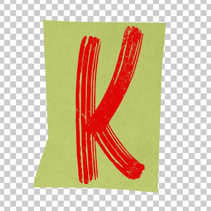 PSD roter buchstabe k auf gelbem papier