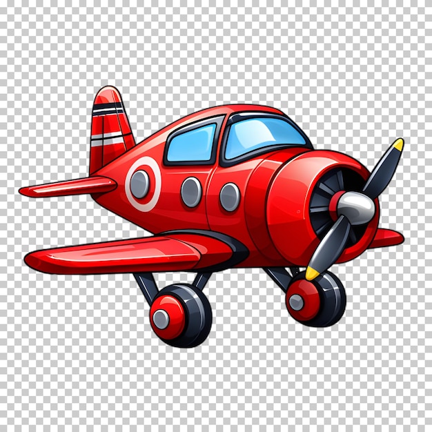 PSD roter flugzeug-cartoon-stil auf durchsichtigem hintergrund isoliert