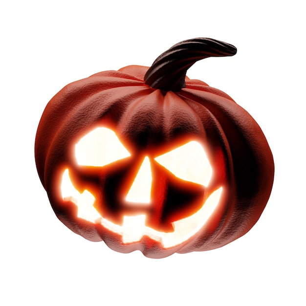 PSD roter halloween-kürbis mit hellen augen, 3d-rendering