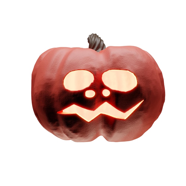 PSD roter halloween-kürbis mit leuchtenden augen, 3d-rendering