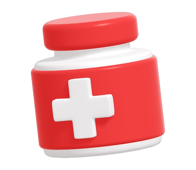 Roter Medizinkrug mit Weißem Kreuz.