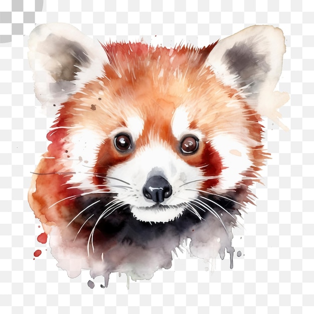 PSD roter panda, aquarell, transparenter hintergrund