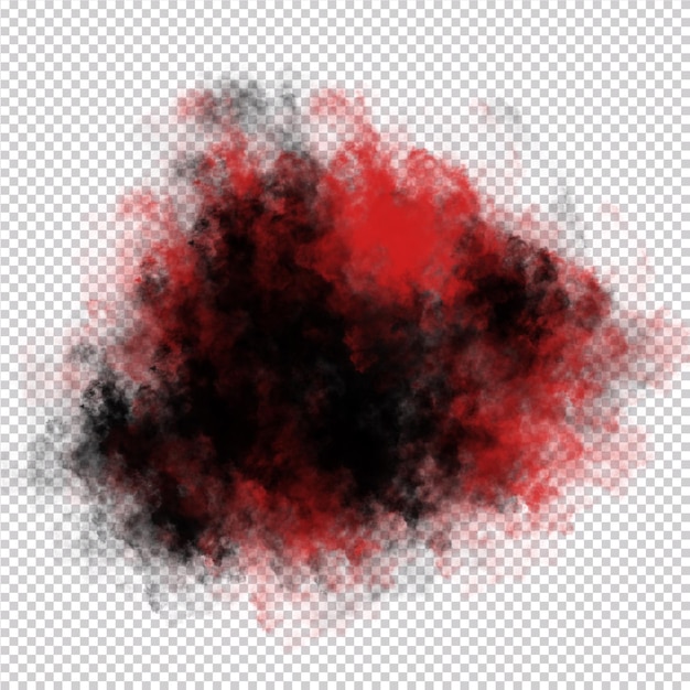 PSD roter und schwarzer trübe rauch isoliert auf durchsichtigem hintergrund