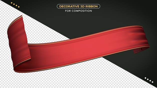 Rotes 3D-Band mit realistischer Textur