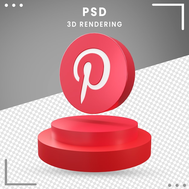 Rotes 3d gedrehtes logo pinterest isoliert