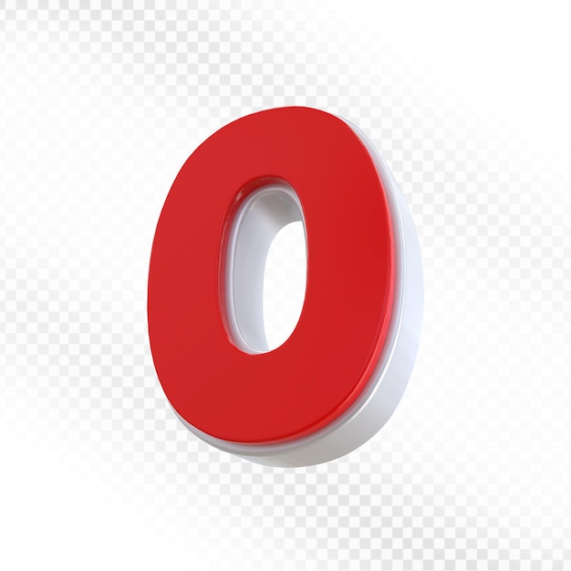Rotes 3D-Rendering der Zahl 0