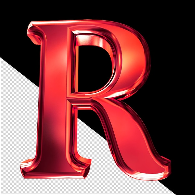 PSD rotes 3d-symbol mit schrägem buchstaben r