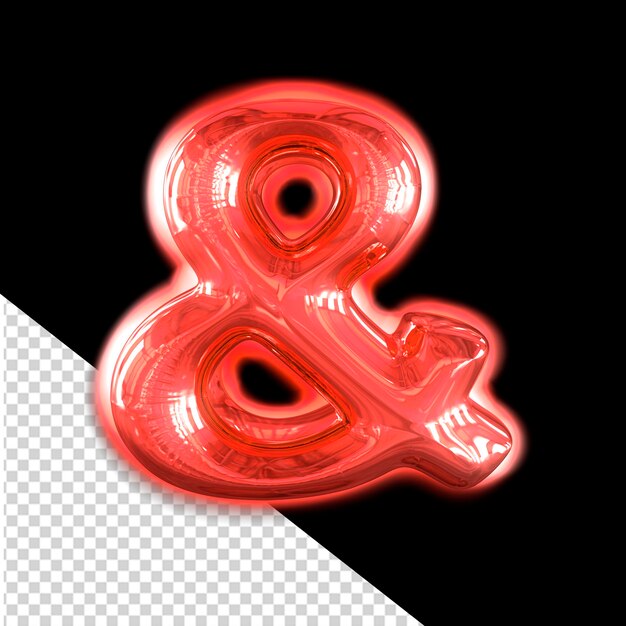 Rotes aufblasbares 3D-Symbol mit Glanz