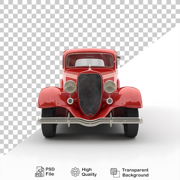 Rotes auto png vintage-modell 3d-illustration cartoon-stil auf durchsichtigem hintergrund