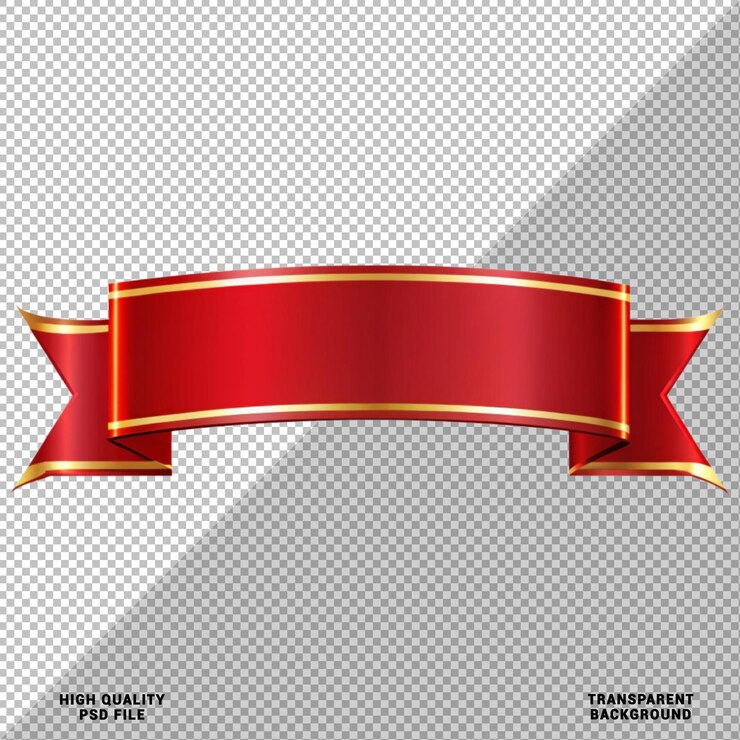 Rotes Band-Banner leeres Etikett für Text Isoliert auf durchsichtigem Hintergrund
