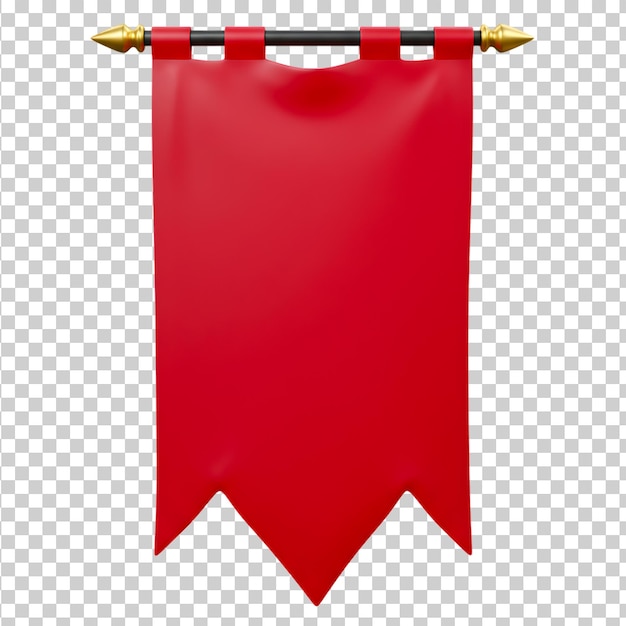 Rotes Banner mit goldenen Finialen