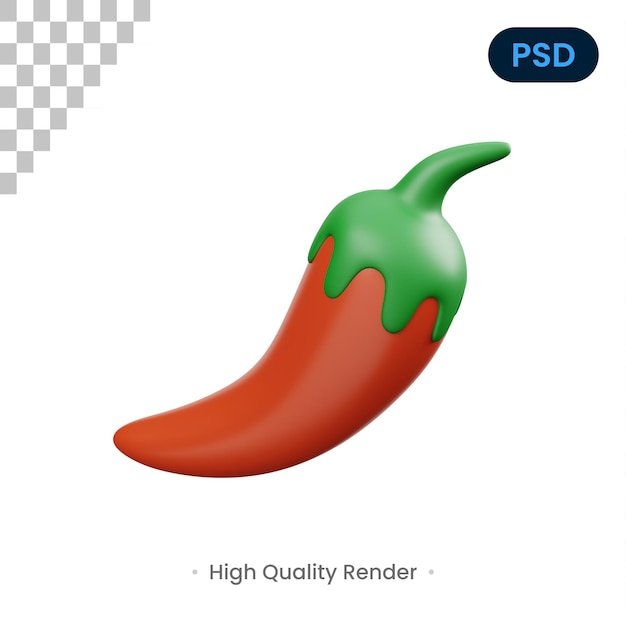 Rotes Chili 3D-Symbol Premium Psd2