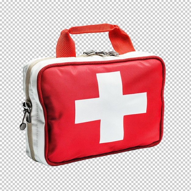 Rotes Erste-Hilfe-Kasten, isoliert auf durchsichtigem Hintergrund