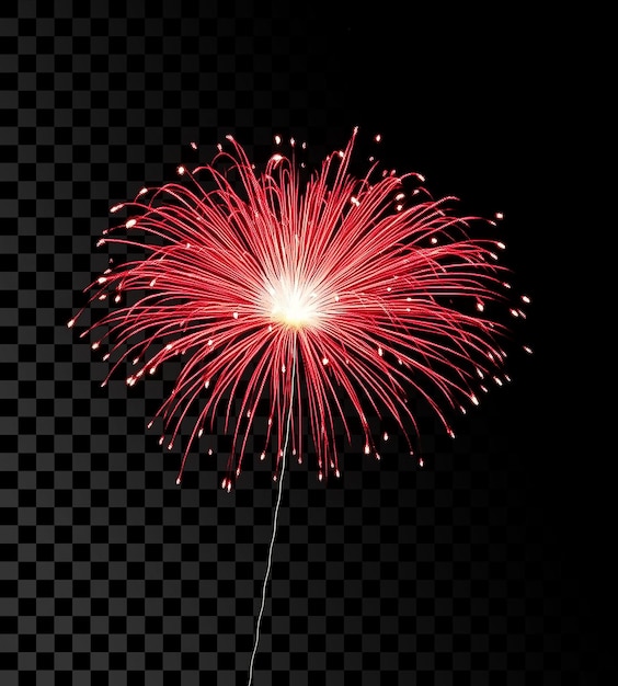 Rotes Feuerwerk auf durchsichtigem Hintergrund