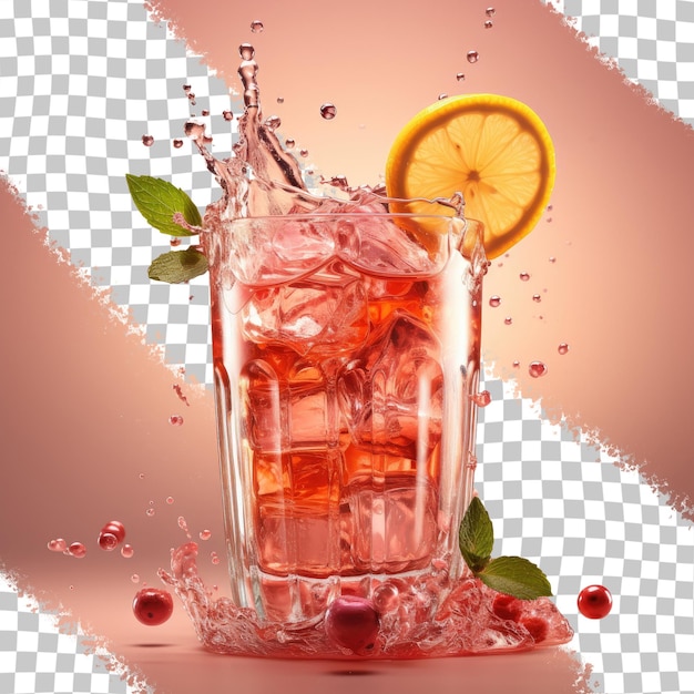 Rotes fruchtiges getränk mit eis auf transparentem hintergrund