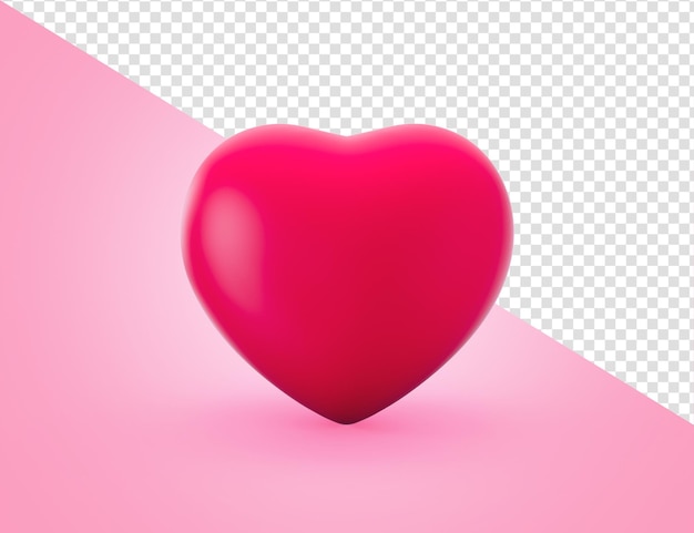 Rotes Herz 3D-Symbol 3D-Illustration auf isoliertem Hintergrund