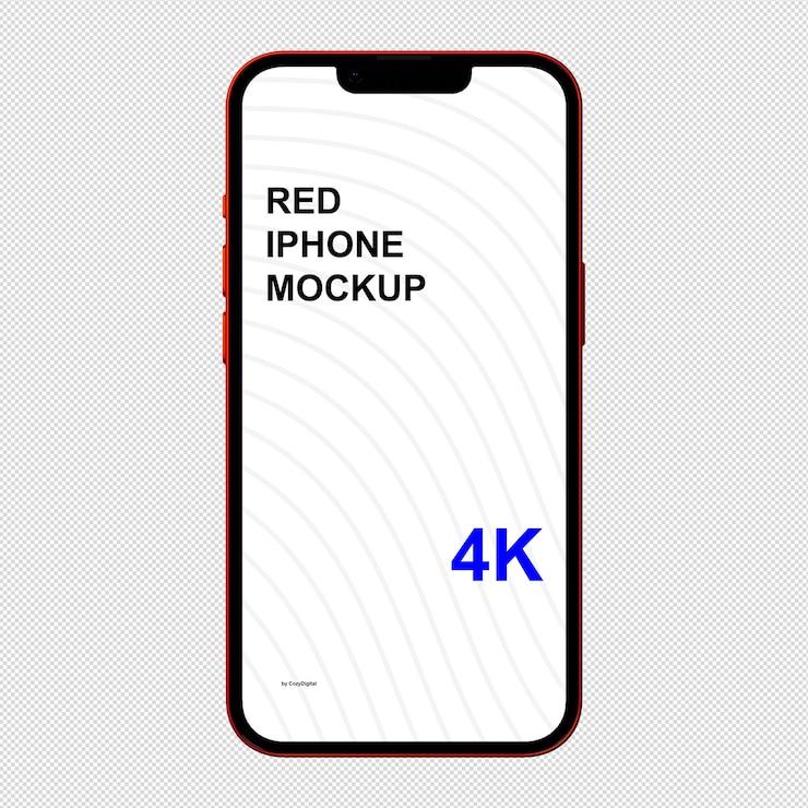 PSD rotes iphone-mockup ohne hintergrund vorderansicht